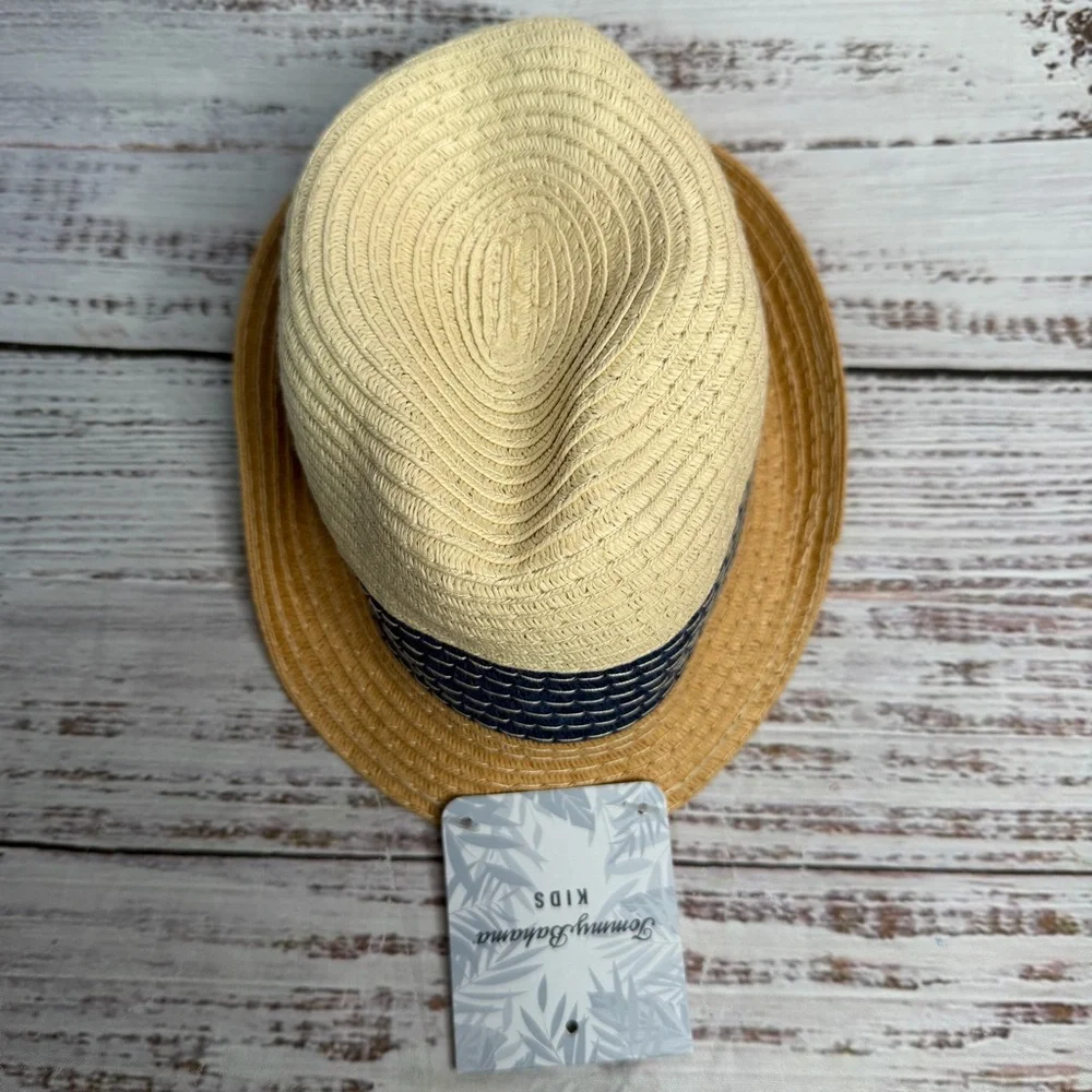 Tommy Bahama Kids Striped Woven Straw Hat‎ Blue One Size NEW